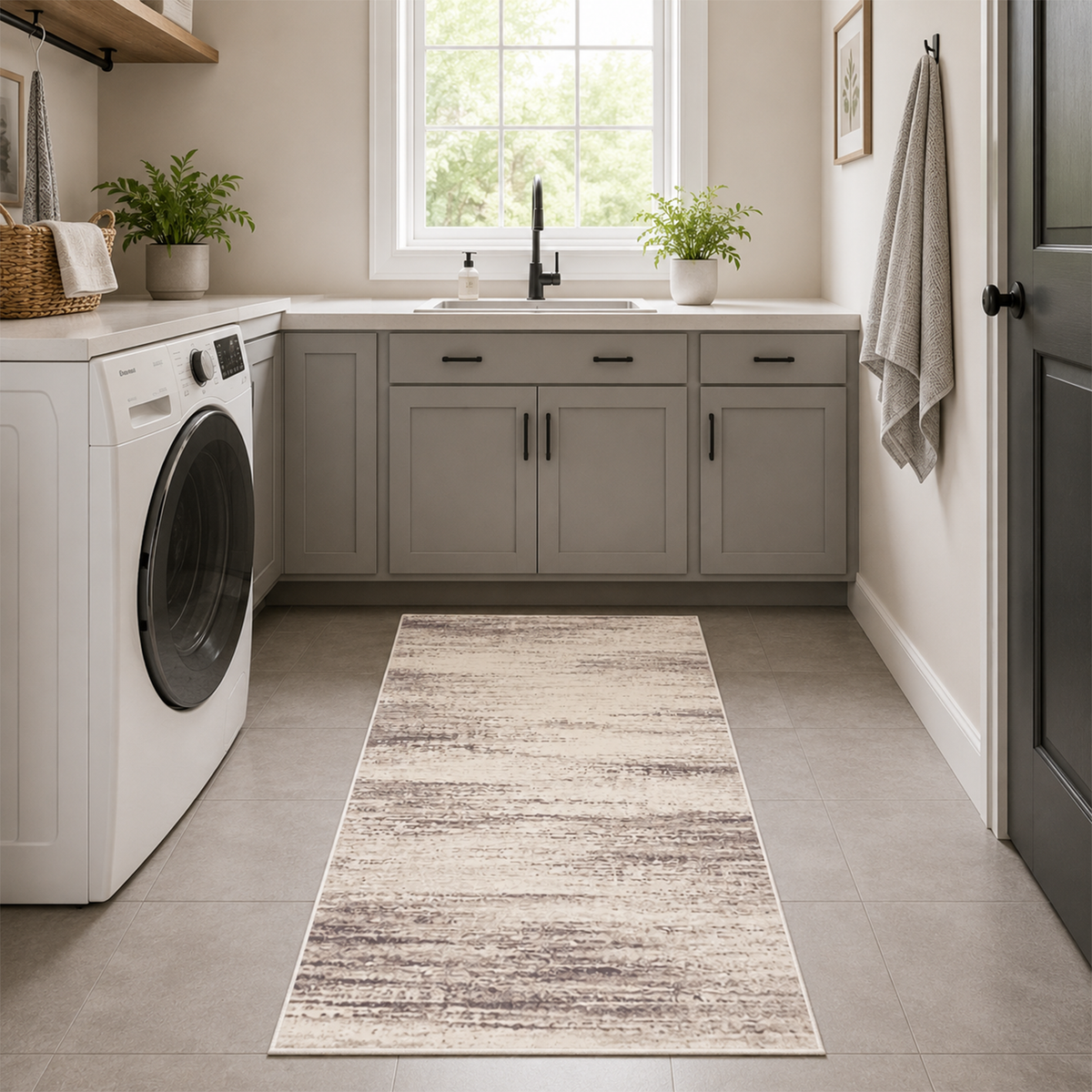 Soft Taupe Linear Rug