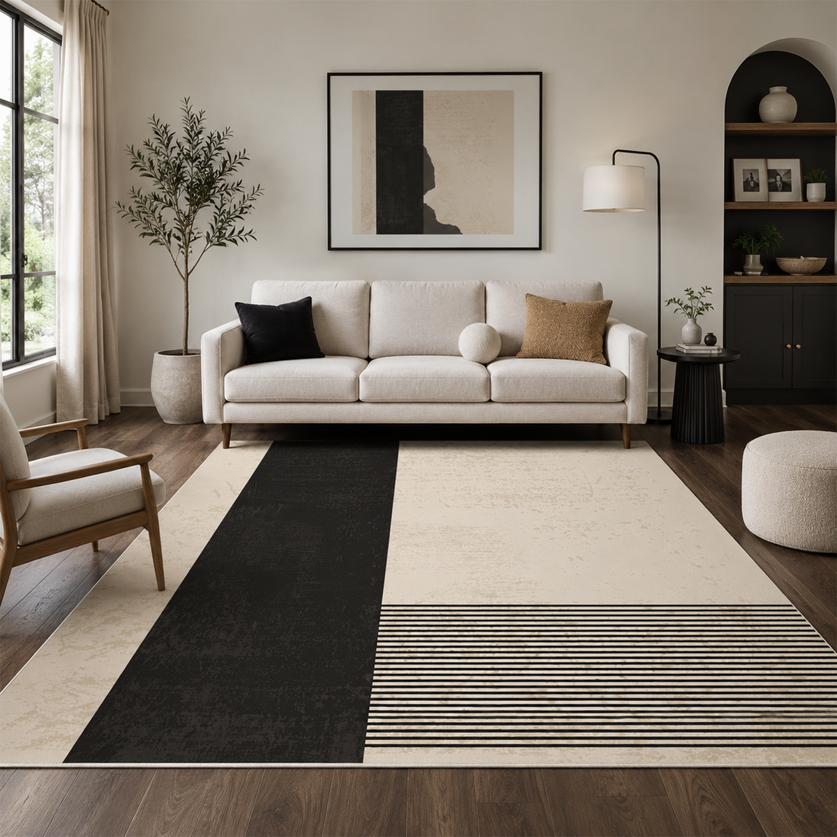 Minimalist Block & Stripe Rug
