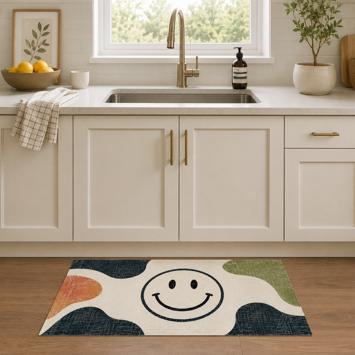 Retro Smiley Abstract Rug