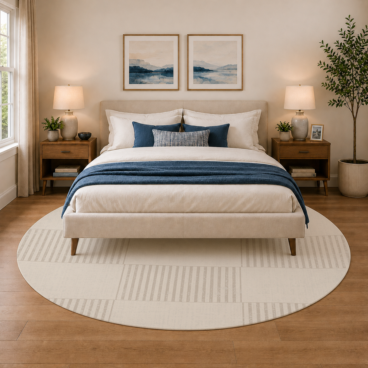 Ivory Pinstripe Check Rug