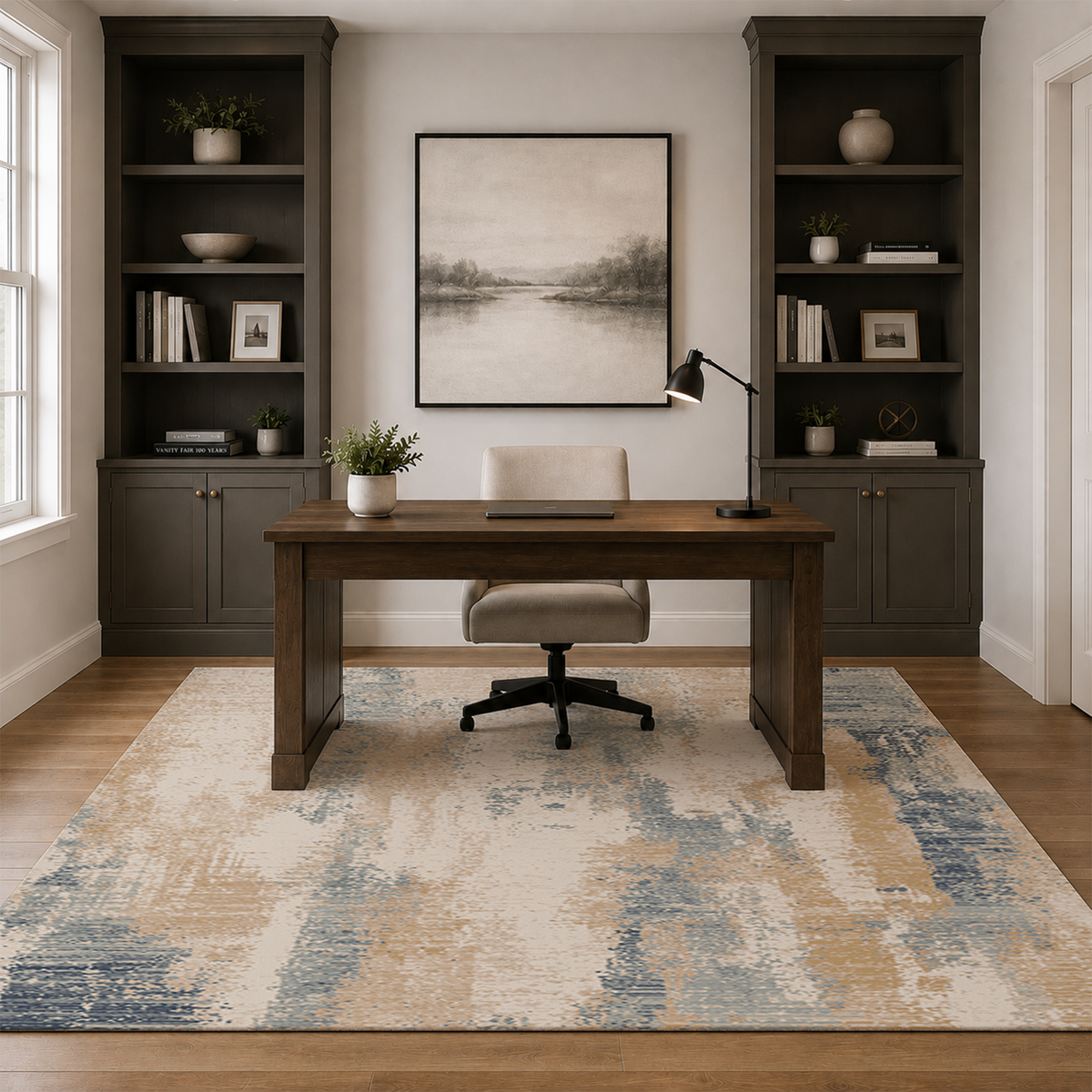 Coastal Blue Abstract Rug