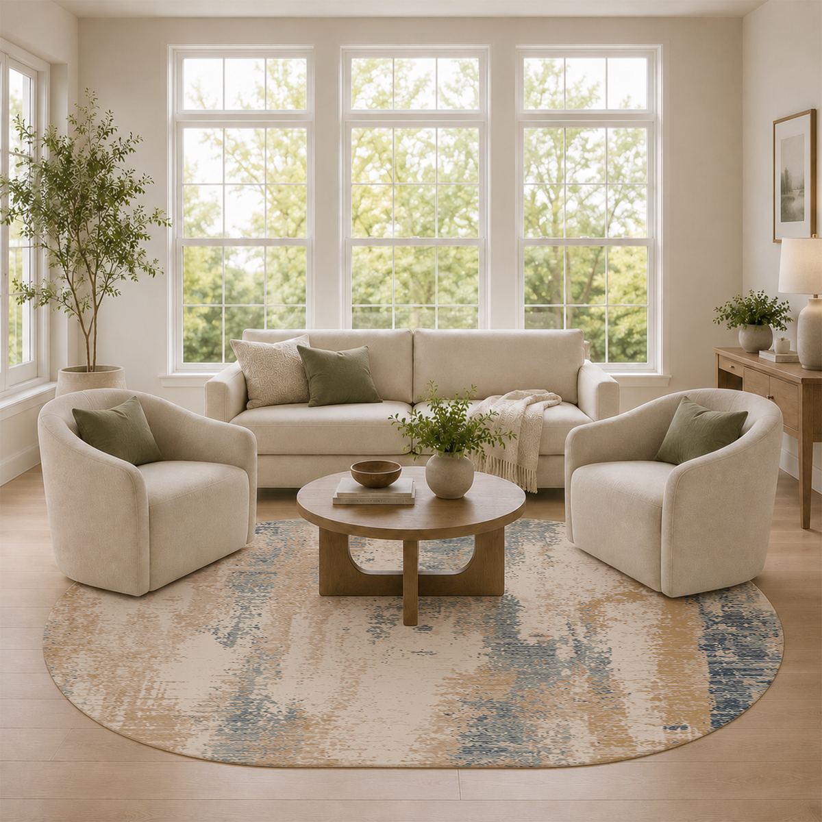 Coastal Blue Abstract Rug