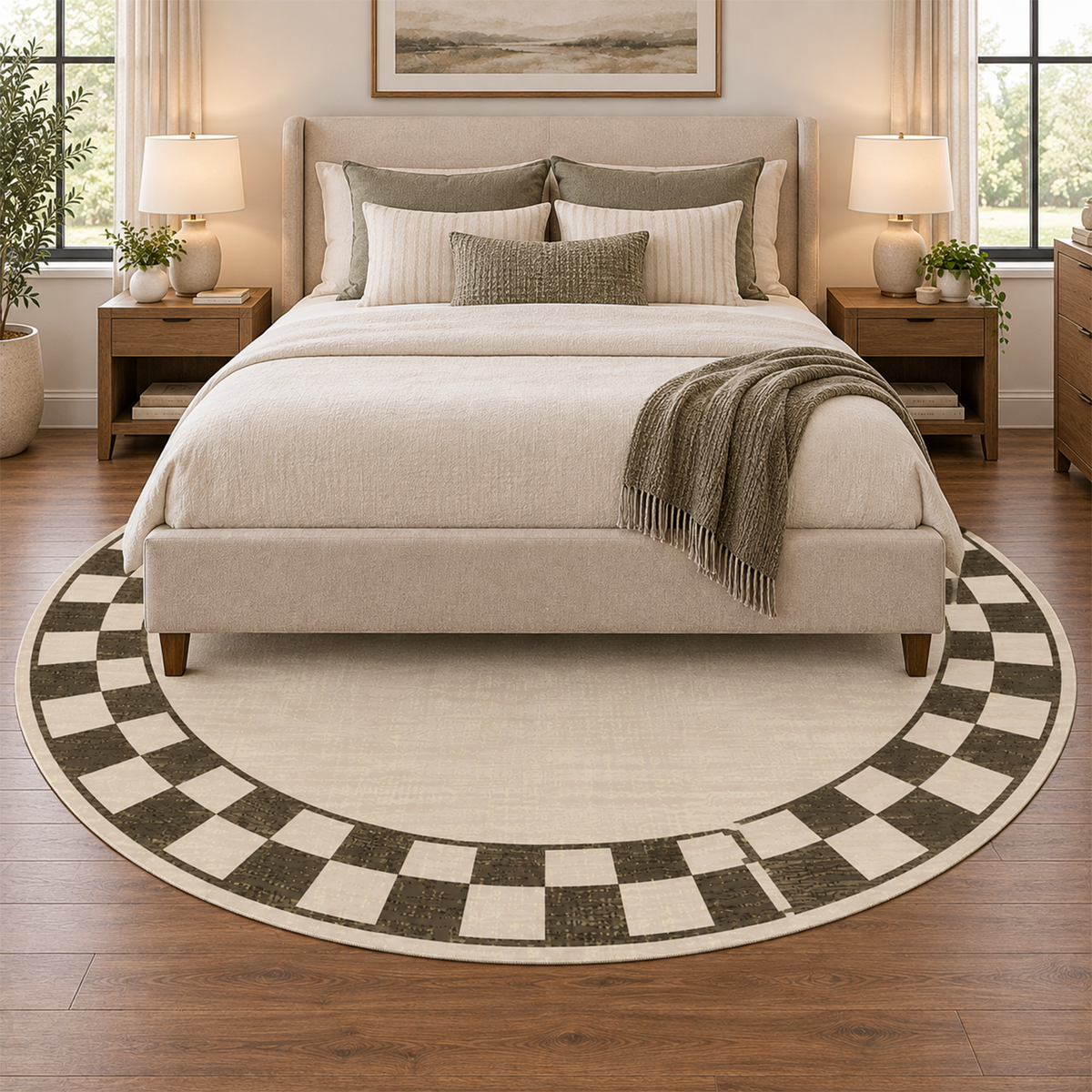 Espresso Check Frame Rug