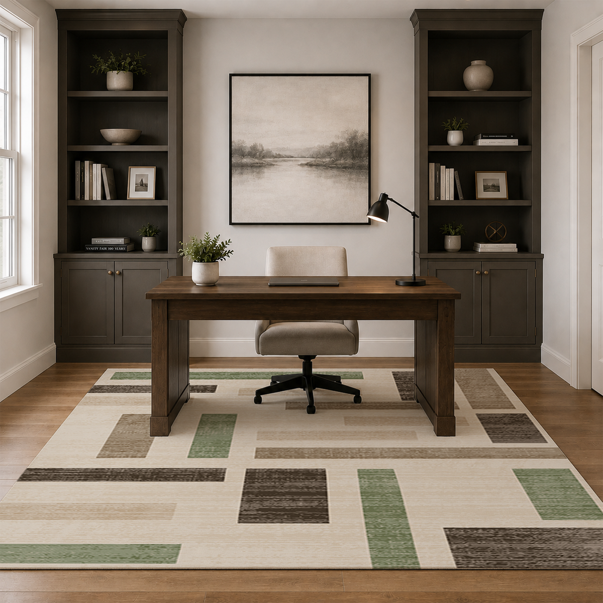Sage Block Abstract Rug