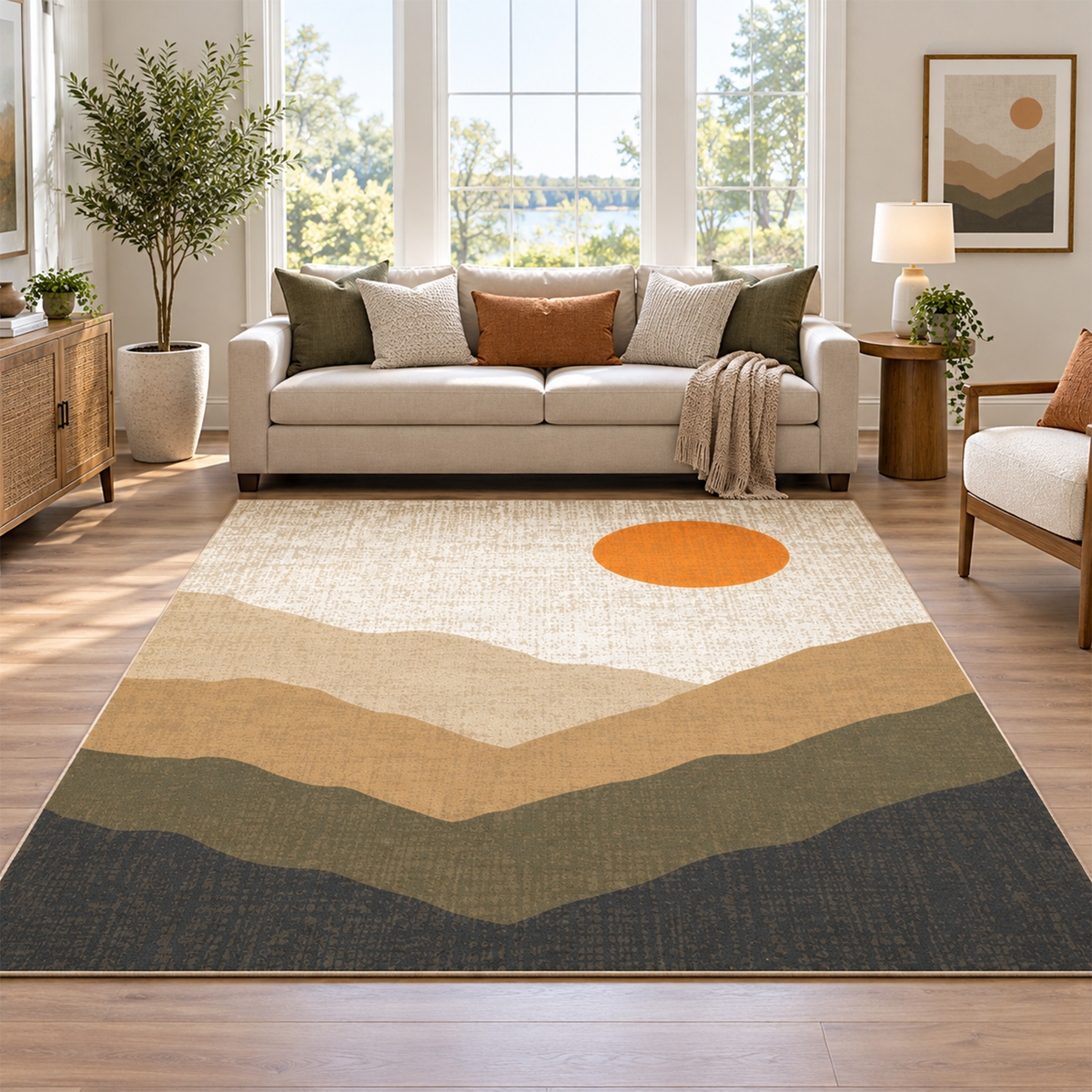 Sunset Mountain Landscape Rug