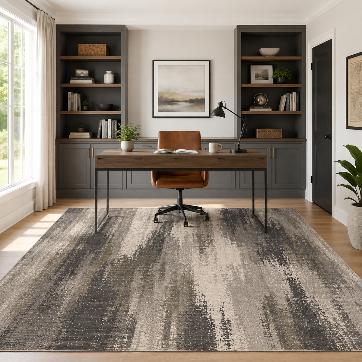 Slate Linear Abstract Rug
