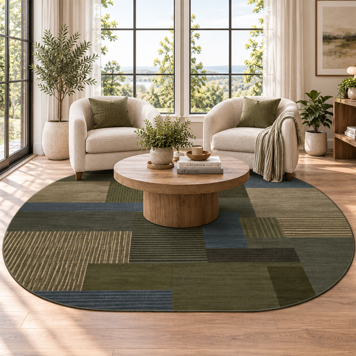 Forest Patchwork Geometric Rug