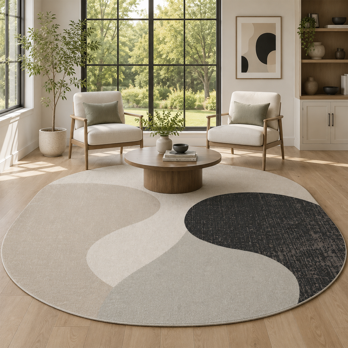 Neutral Organic Shapes Area Rug