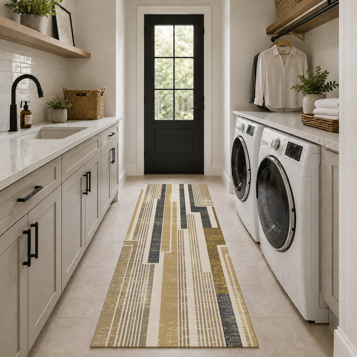 Golden Linear Geo Rug