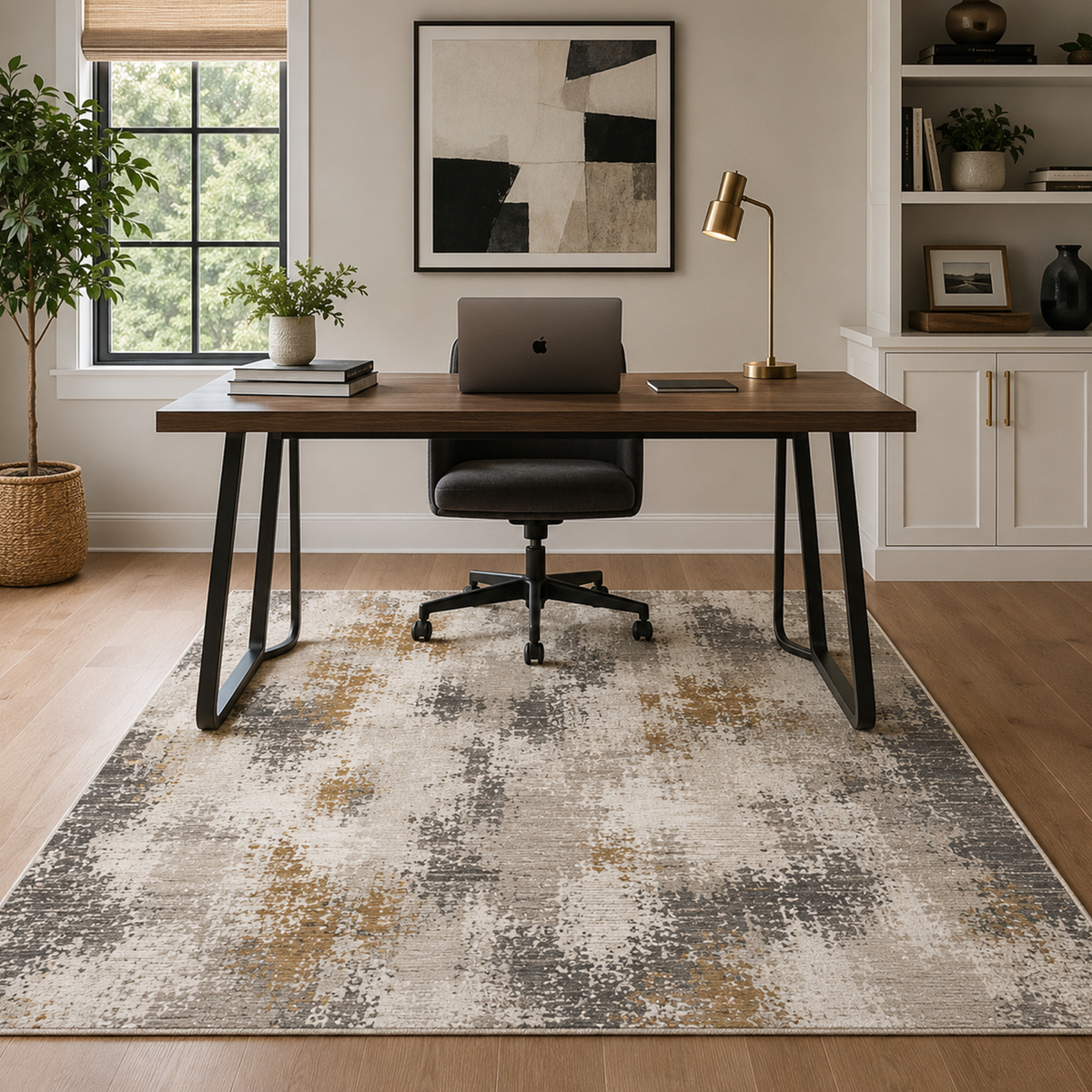 Ochre Stone Abstract Rug