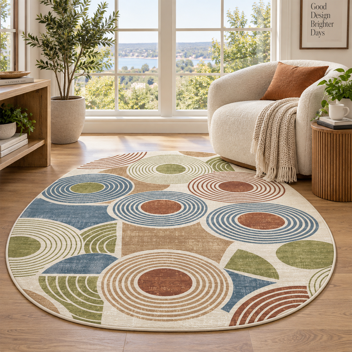 Retro Orbit Circle Rug