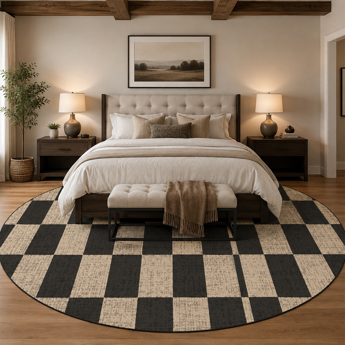Classic Two-Tone Checkerboard Rug