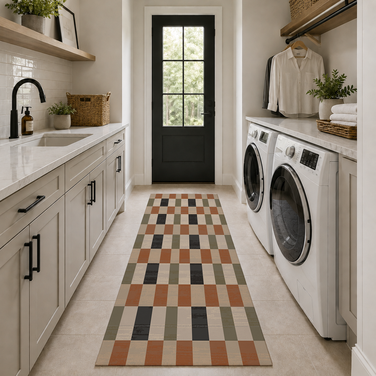 Checkerboard Grid Rug