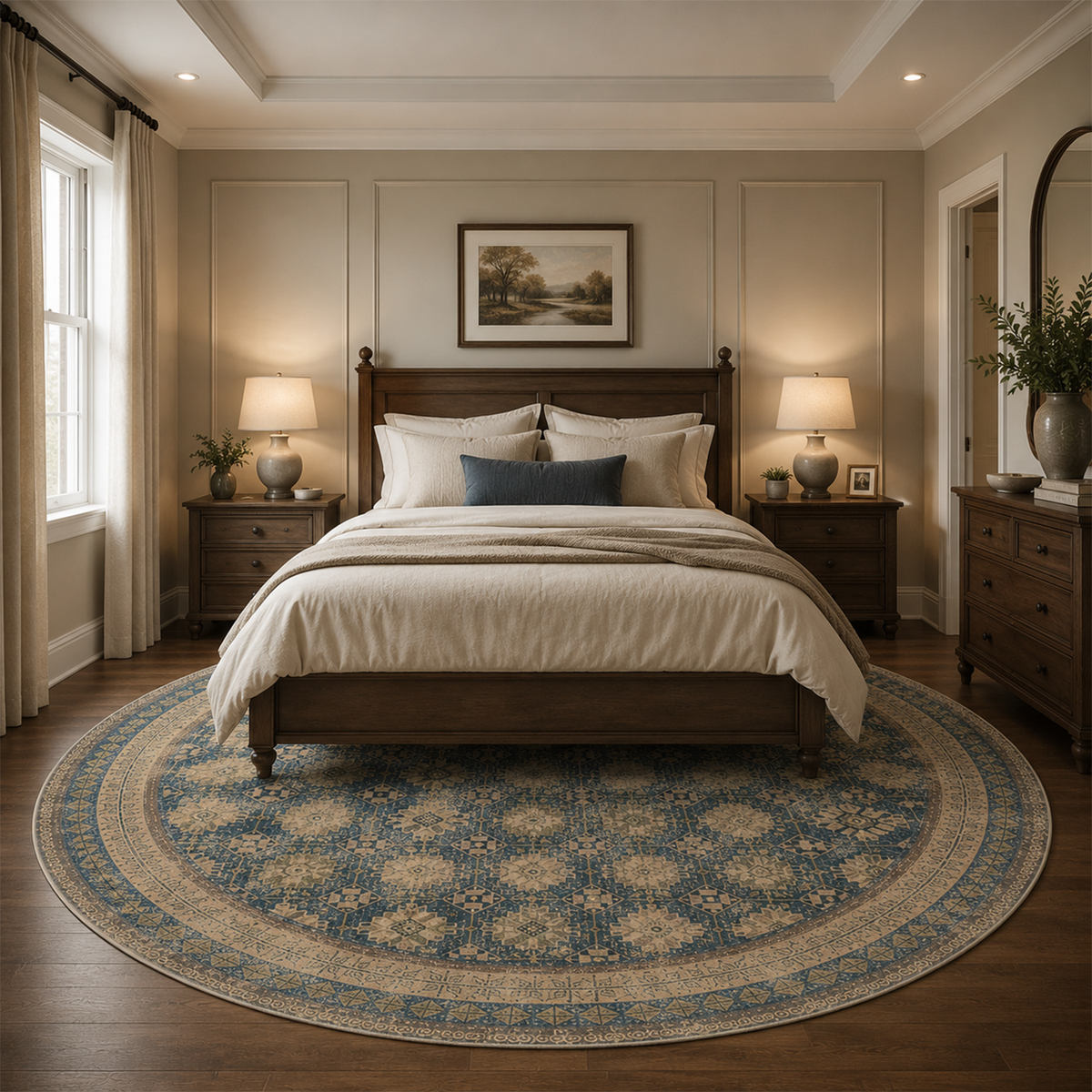 Distressed Navy Botanical Rug