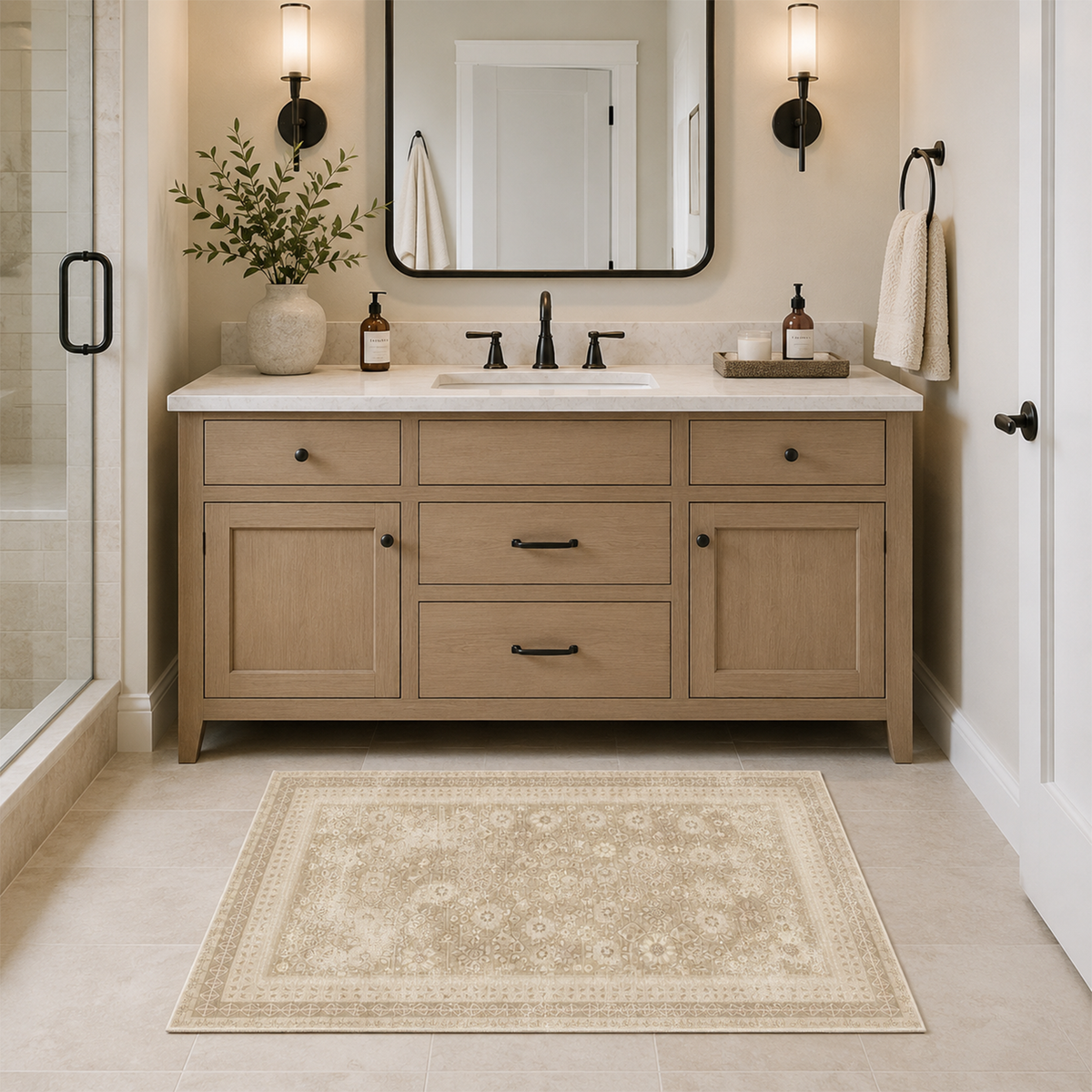 Faded Olive Tribal Diamond Rug