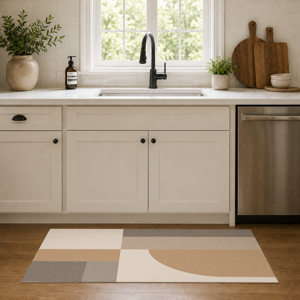 Modern Neutral Curve Rug