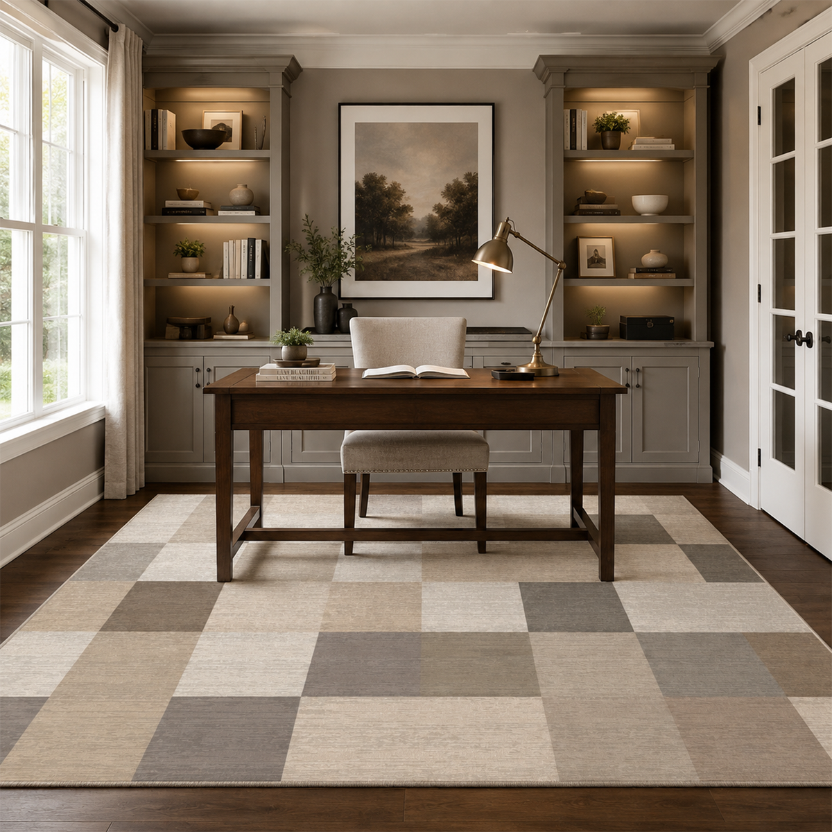 Tonal Patchwork Grid Rug