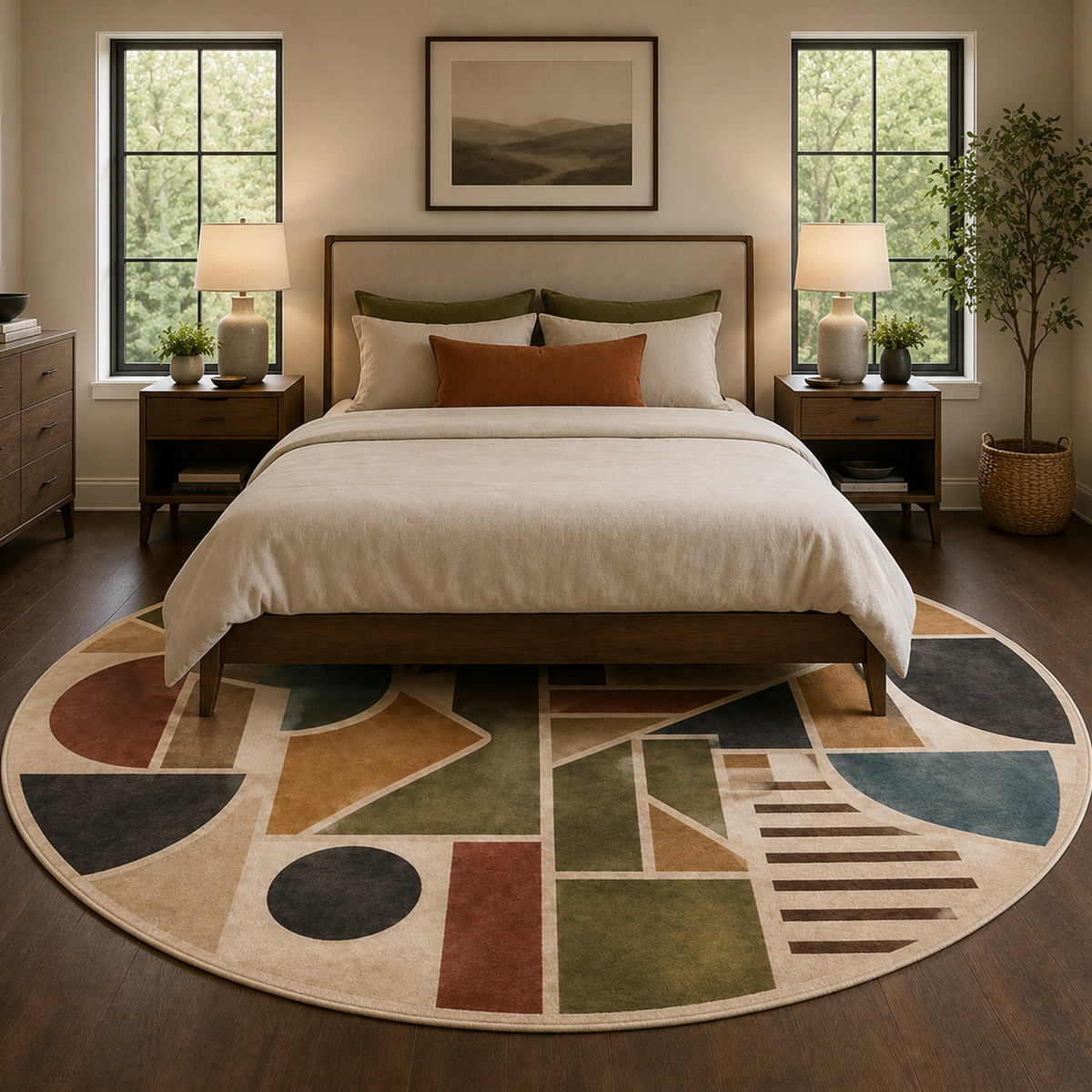 Modern Abstract Geometric Washable Area Rug