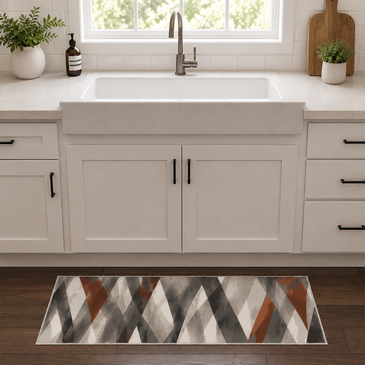 Rust Fusion Geometric Rug
