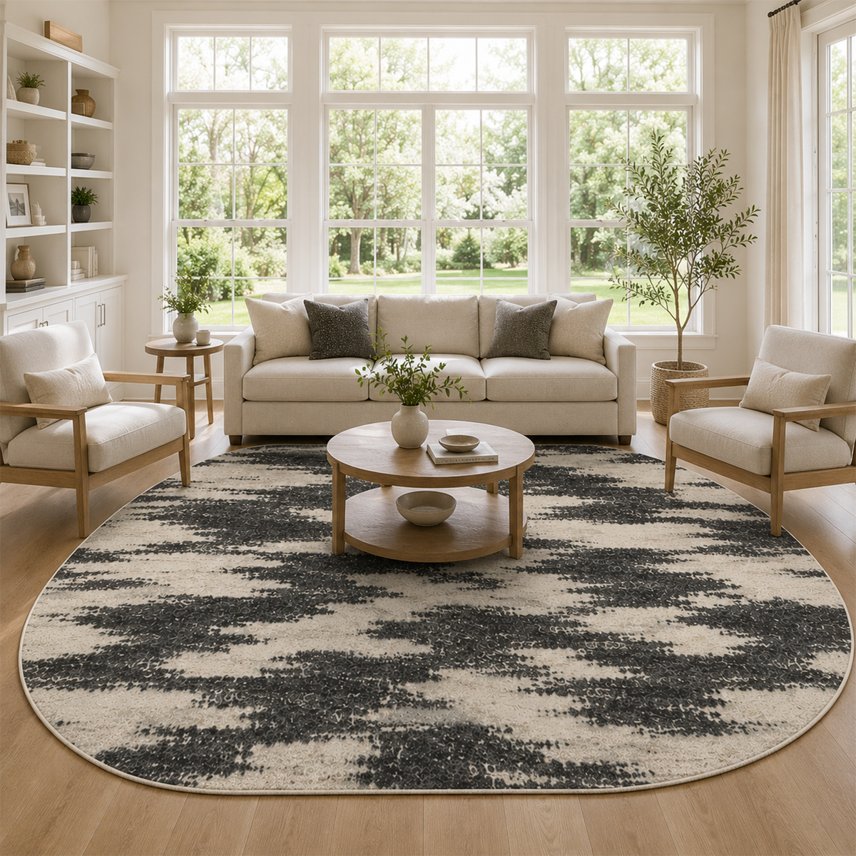 Charcoal Cloud Abstract Rug