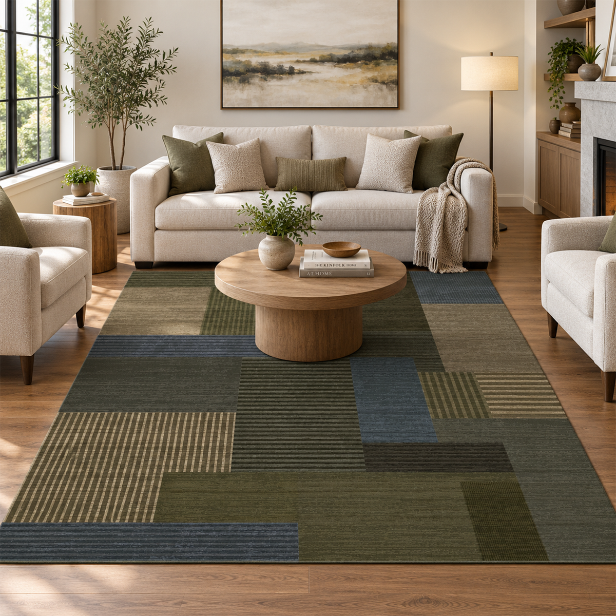 Forest Patchwork Geometric Rug
