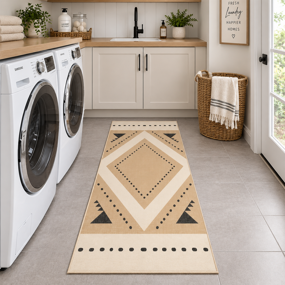 Tribal Diamond Border Rug