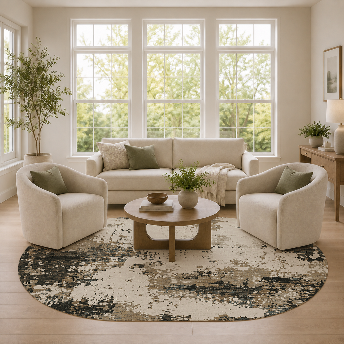 Charcoal Stone Abstract Rug