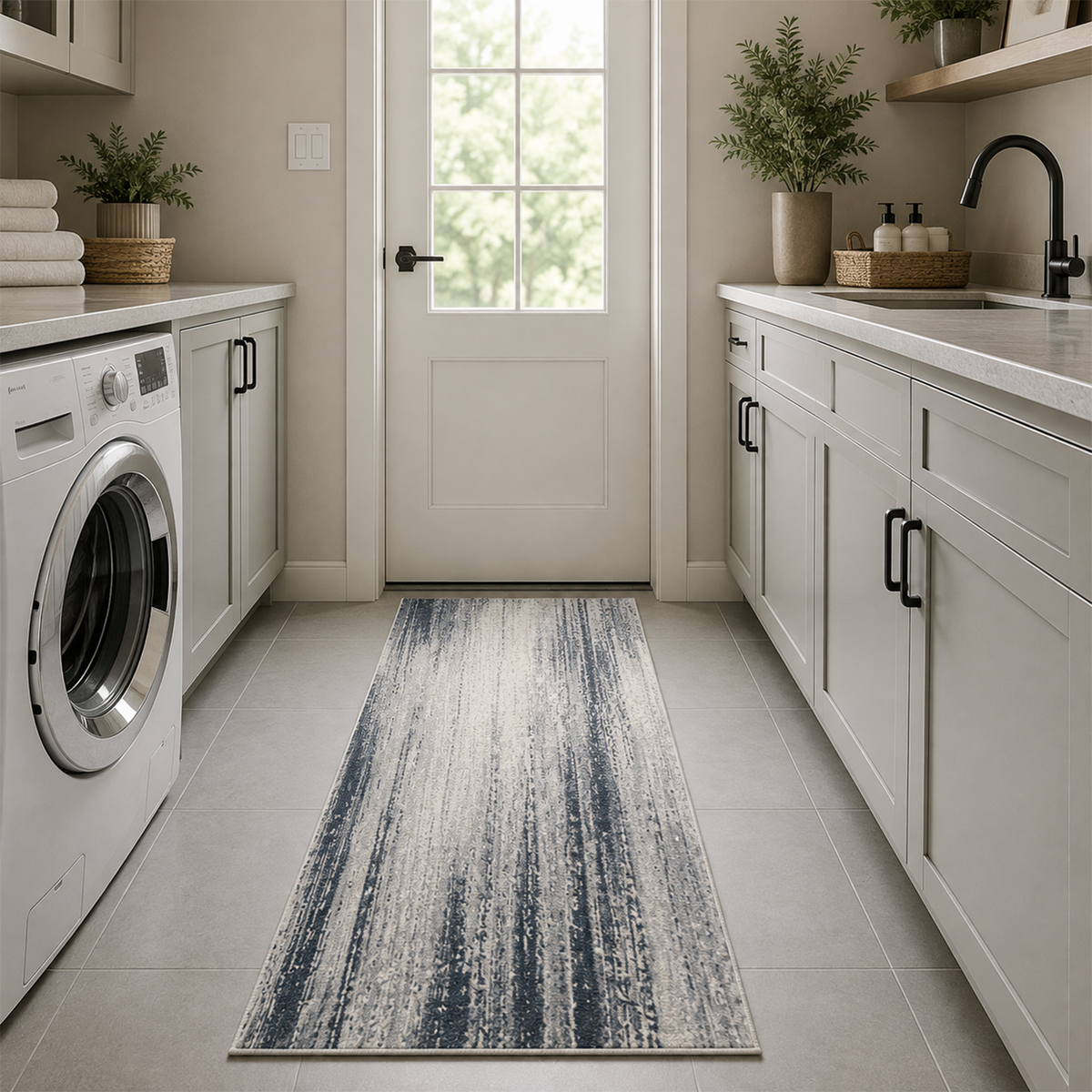 Coastal Blue Linear Rug