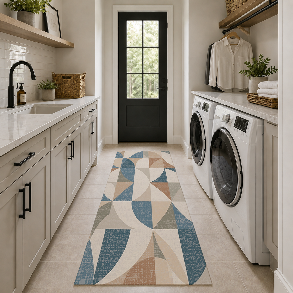 Geometric Arc Mosaic Rug