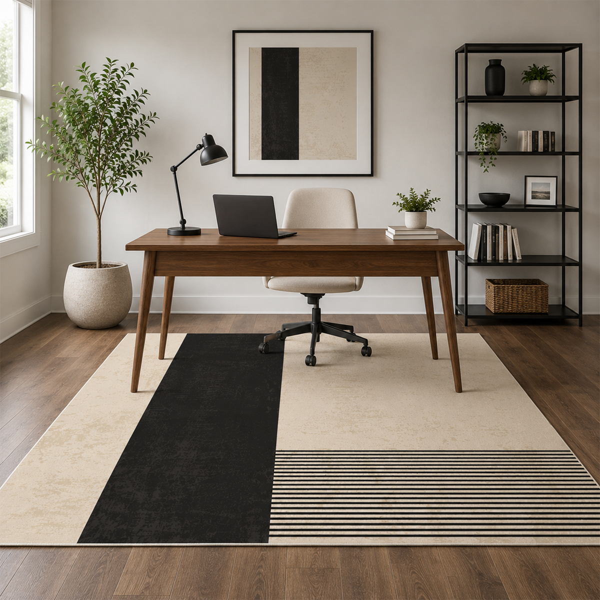 Minimalist Block & Stripe Rug