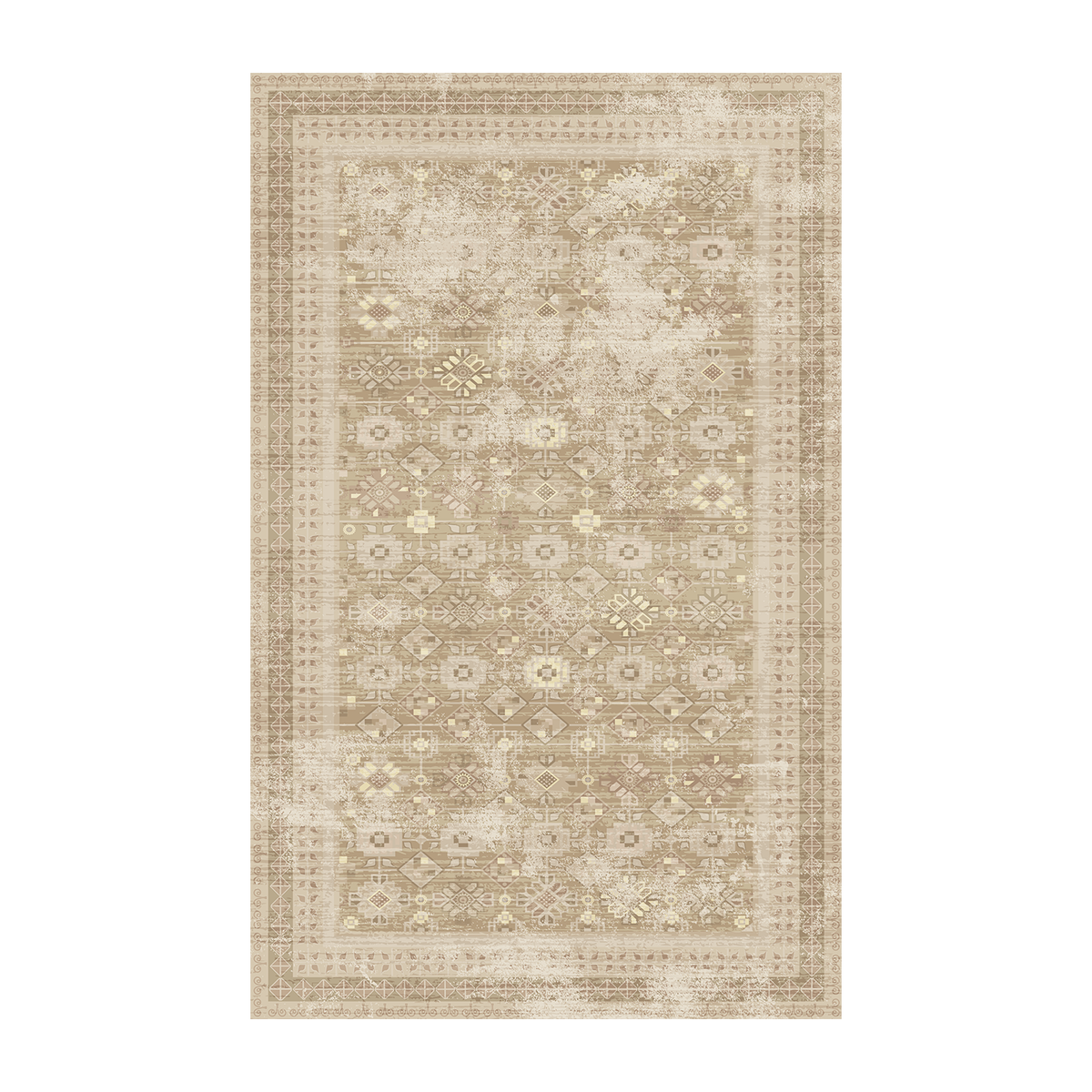 Faded Olive Tribal Diamond Rug