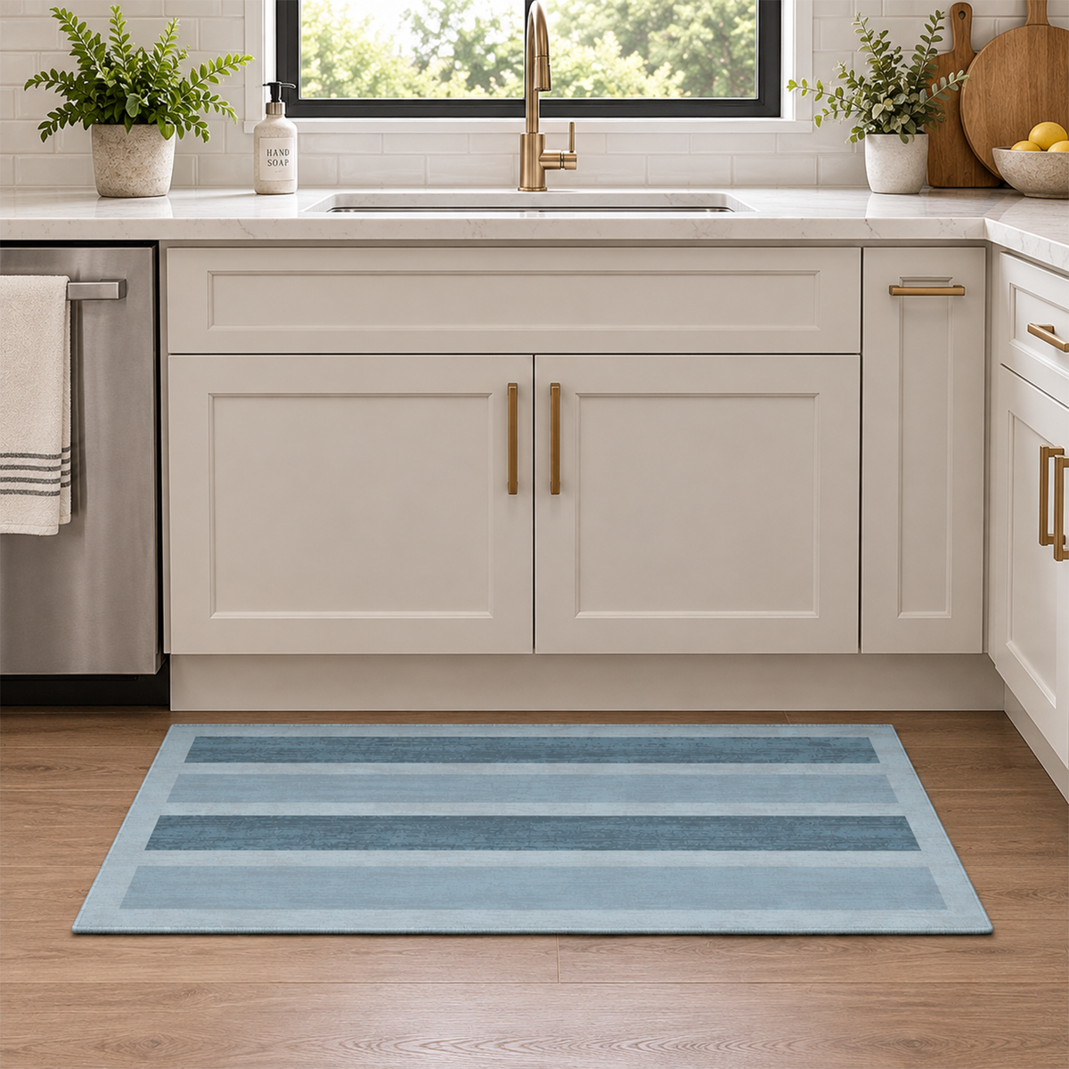 Mist Blue Band Rug