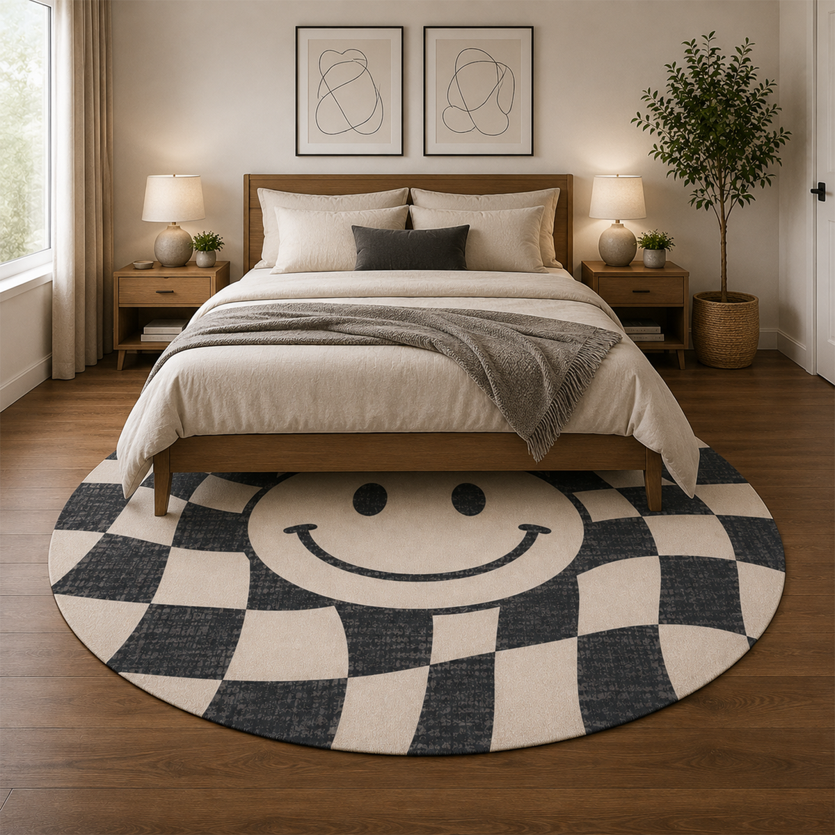 Checkerboard Smiley Rug