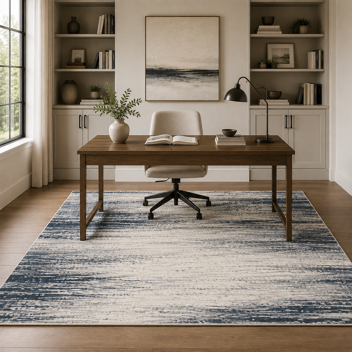 Coastal Blue Linear Rug