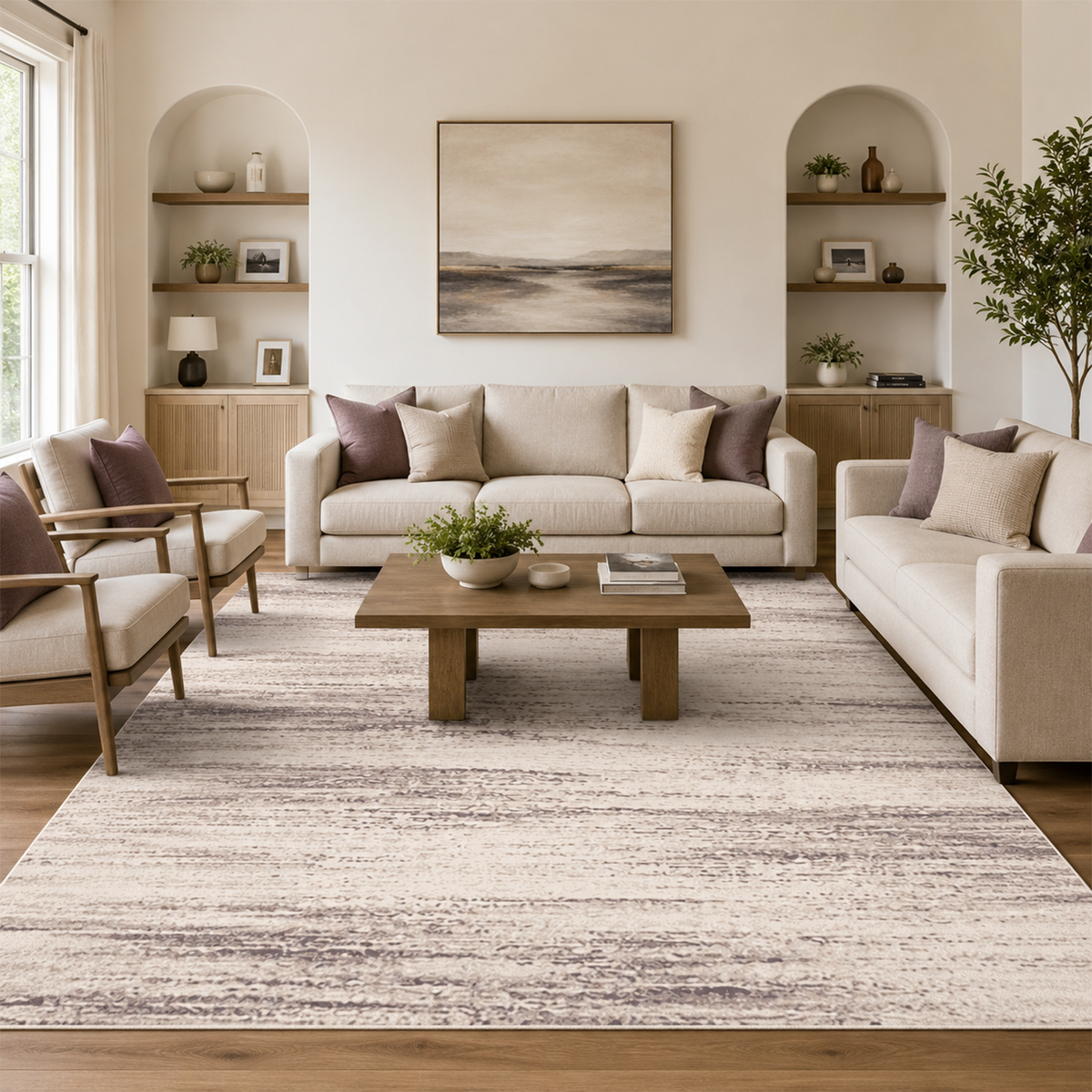 Soft Taupe Linear Rug