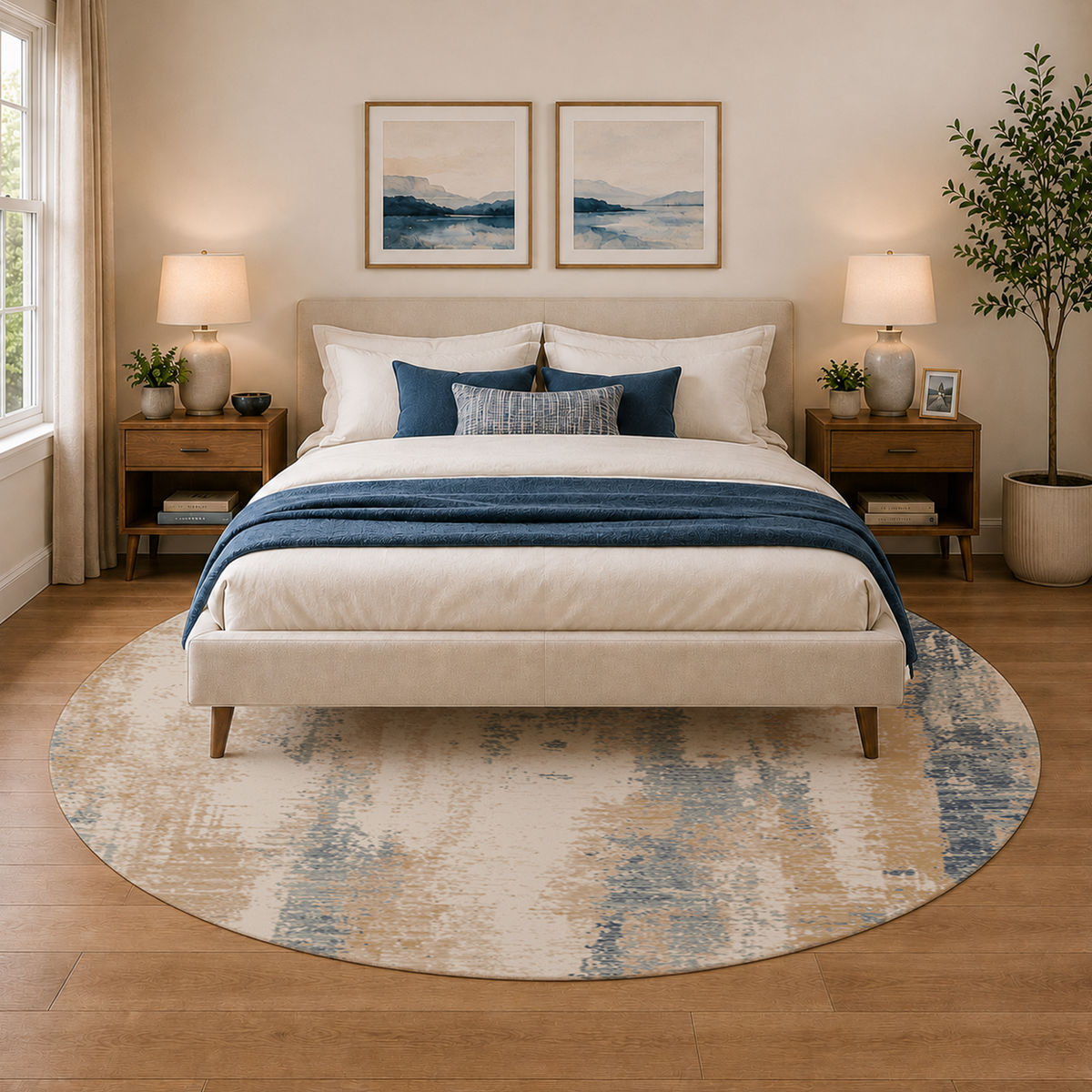 Coastal Blue Abstract Rug