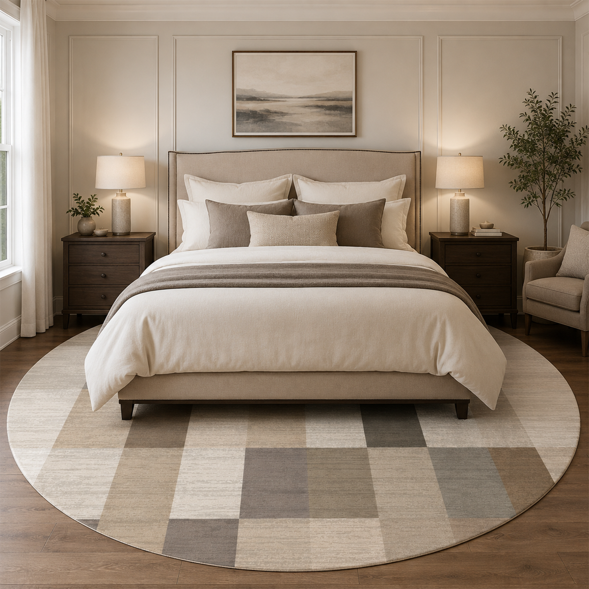 Tonal Patchwork Grid Rug