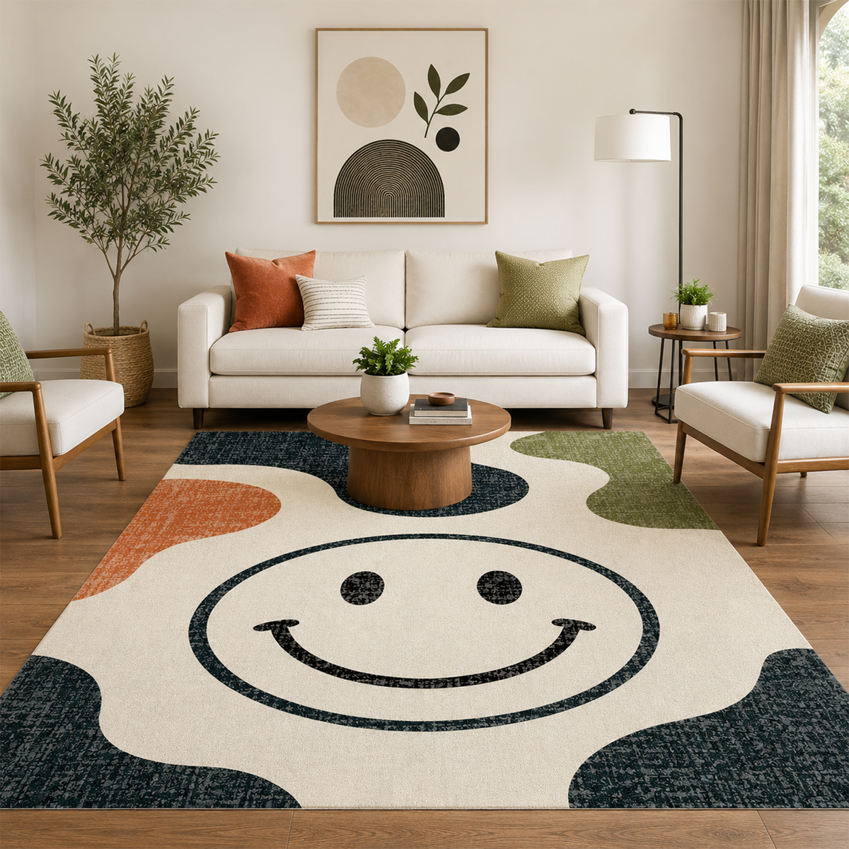 Retro Smiley Abstract Rug