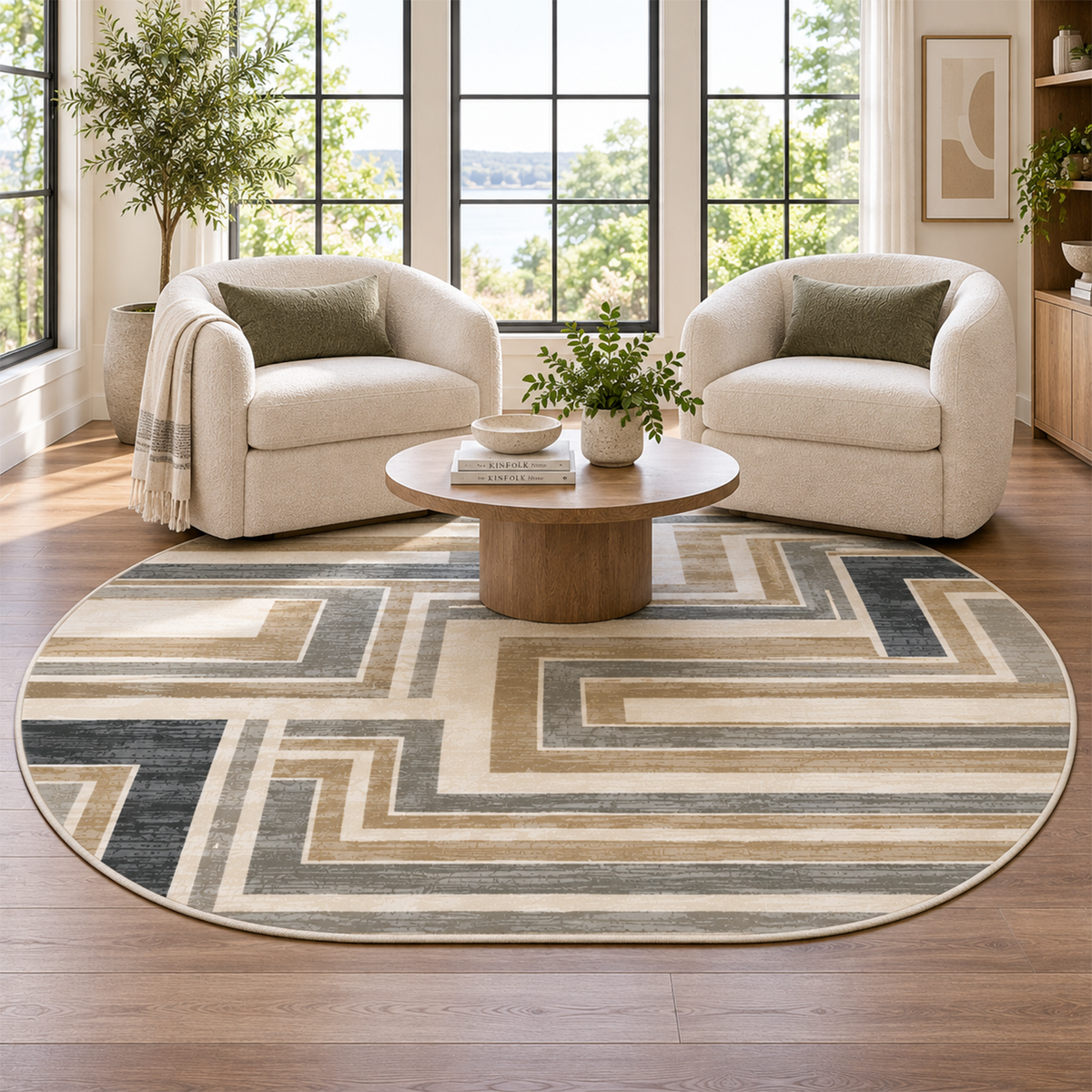Modern Linear Maze Rug