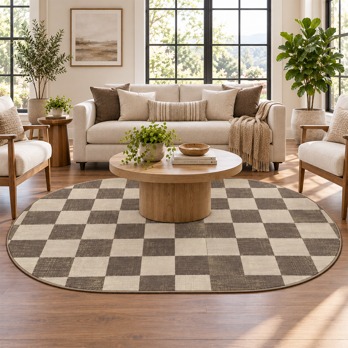 Mocha Chessboard Rug