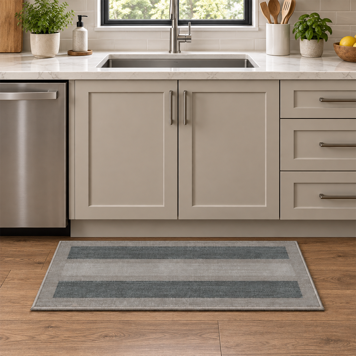 Graphite Band Rug