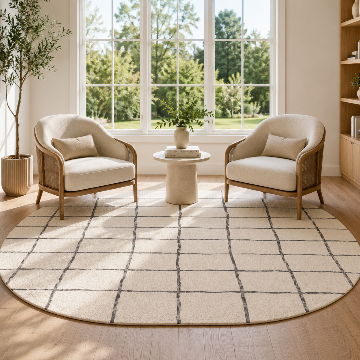 Ivory Sketch Check Rug