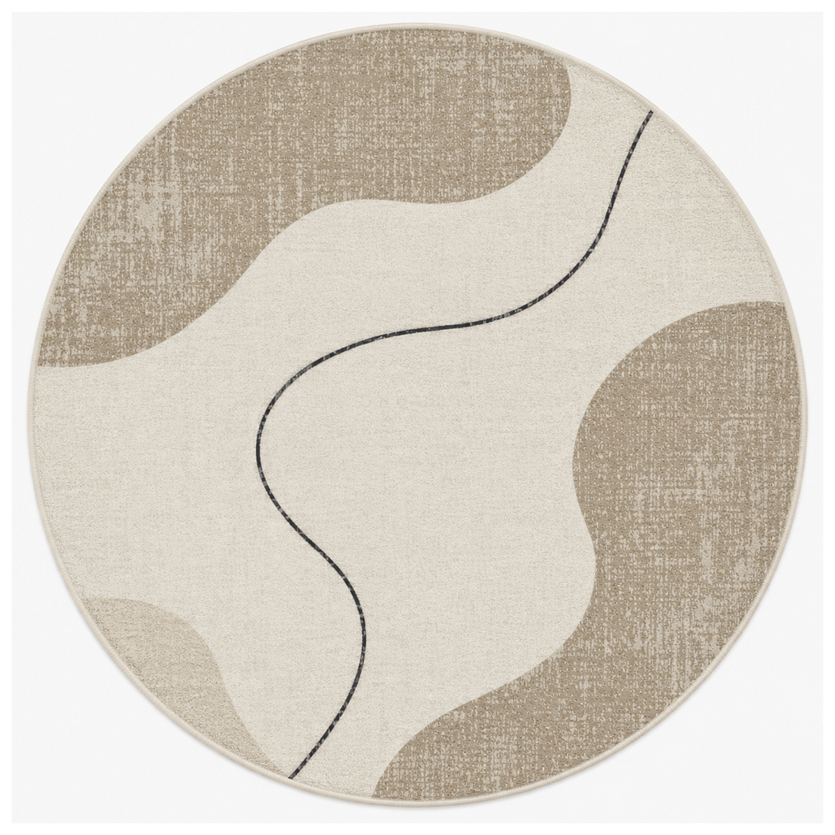 Ivory Abstract Curve Area Rug