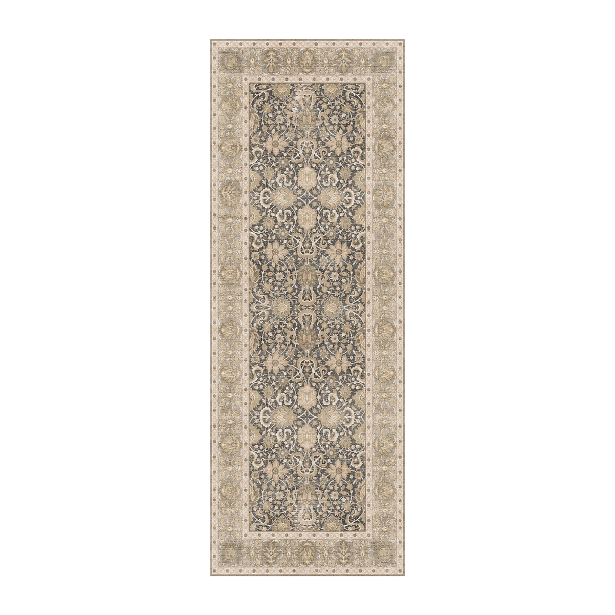 Distressed Charcoal Floral Rug