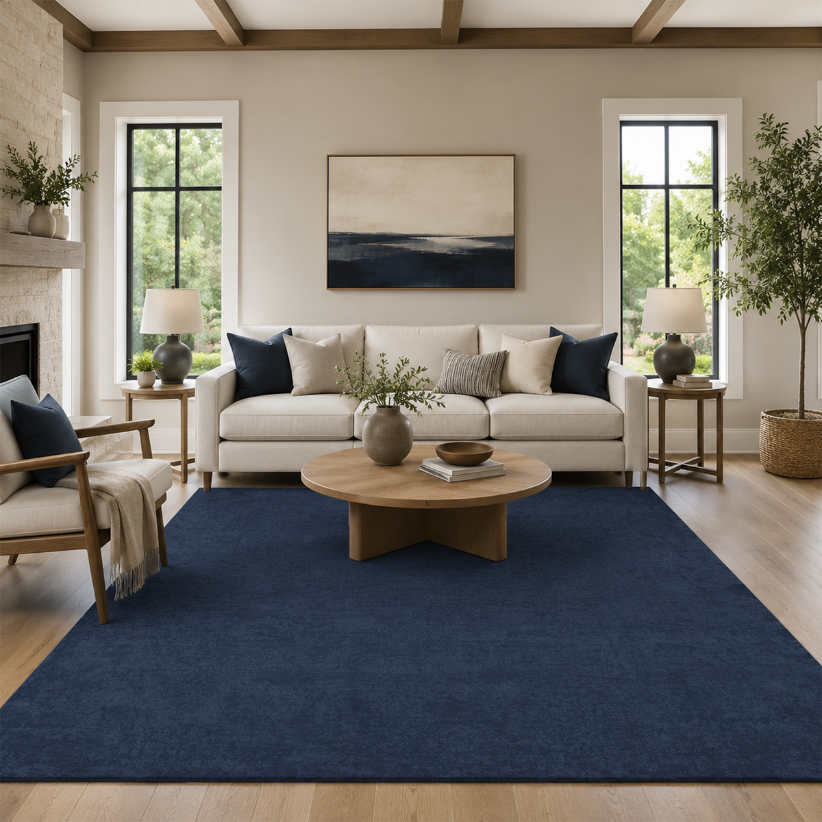 Midnight Navy Textured Area Rug