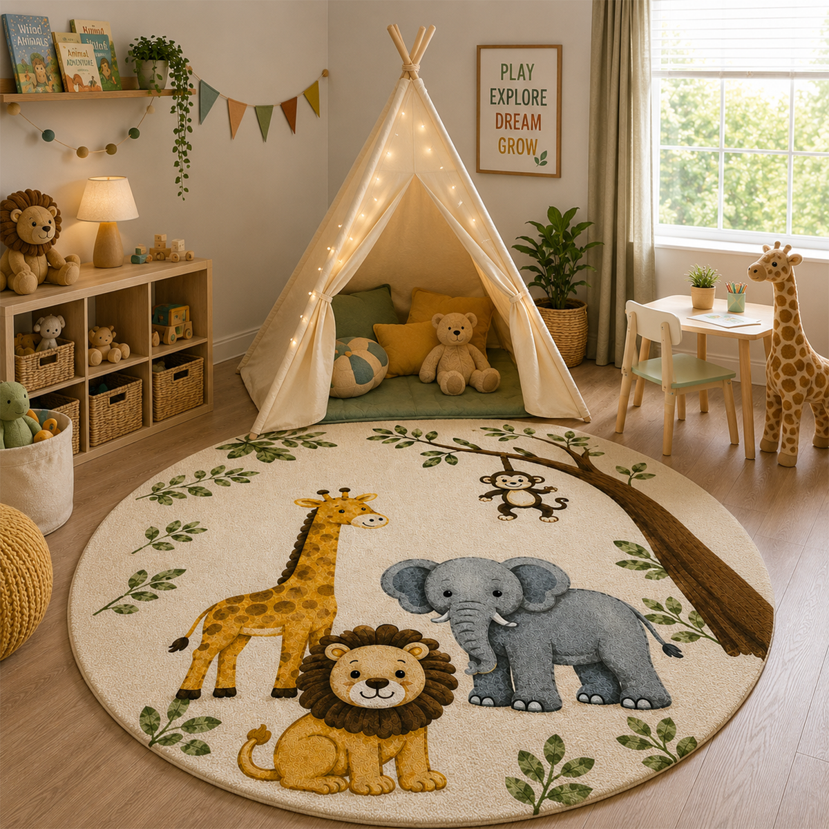Jungle Pals Kids Washable Rug