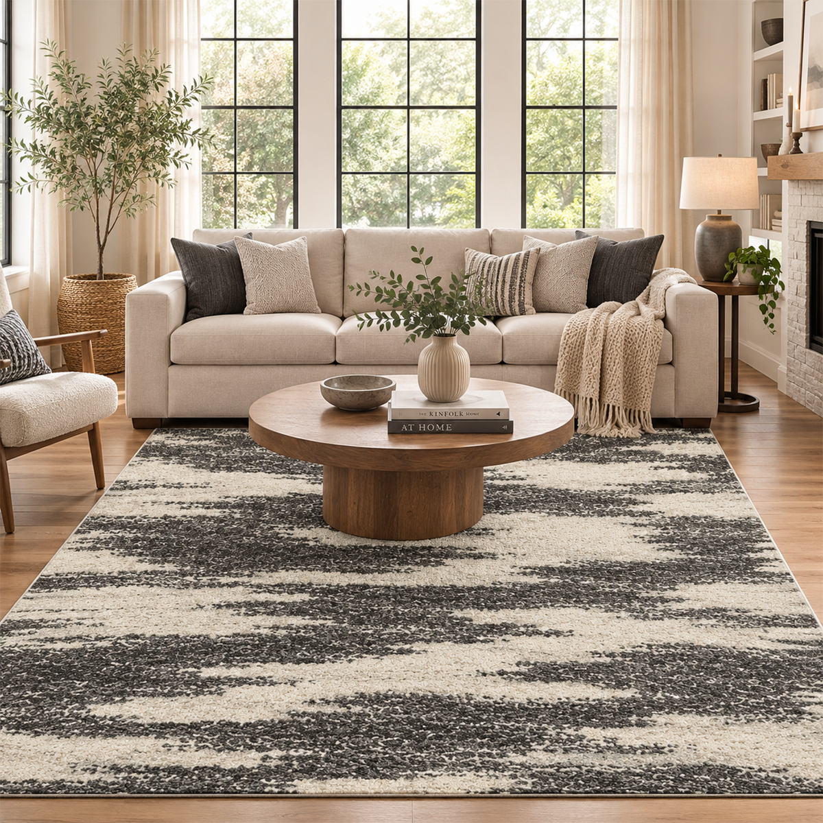 Charcoal Cloud Abstract Rug
