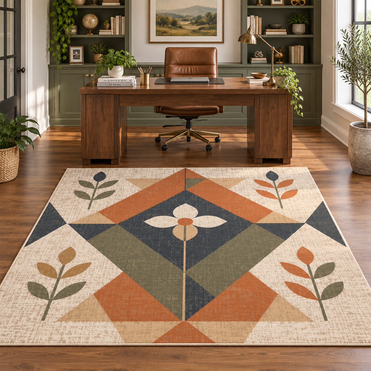 Botanical Geo Diamond Rug