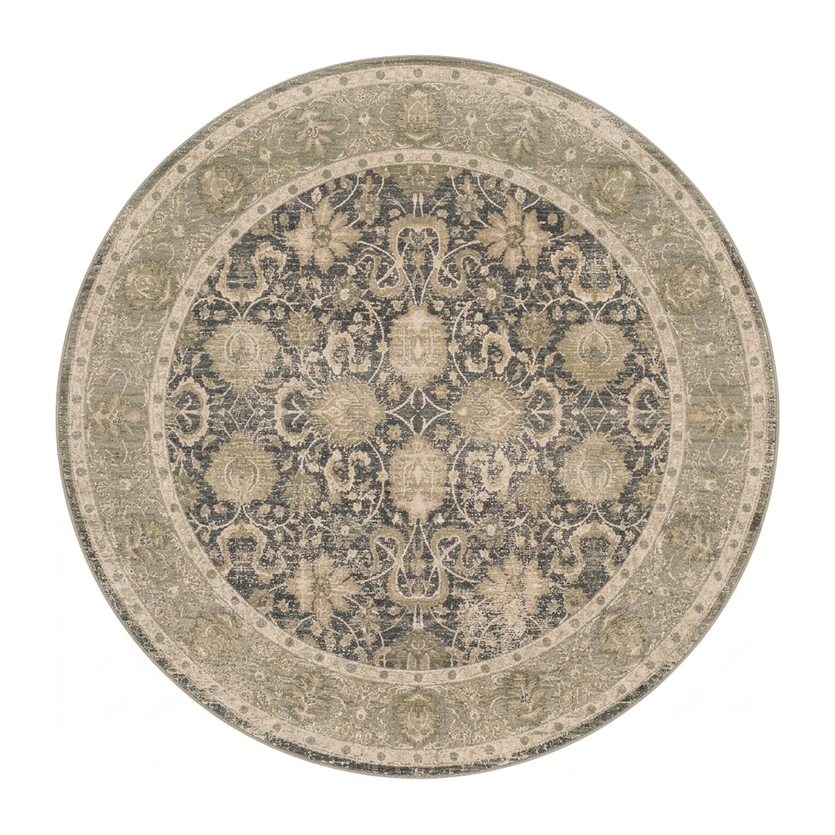 Distressed Charcoal Floral Rug