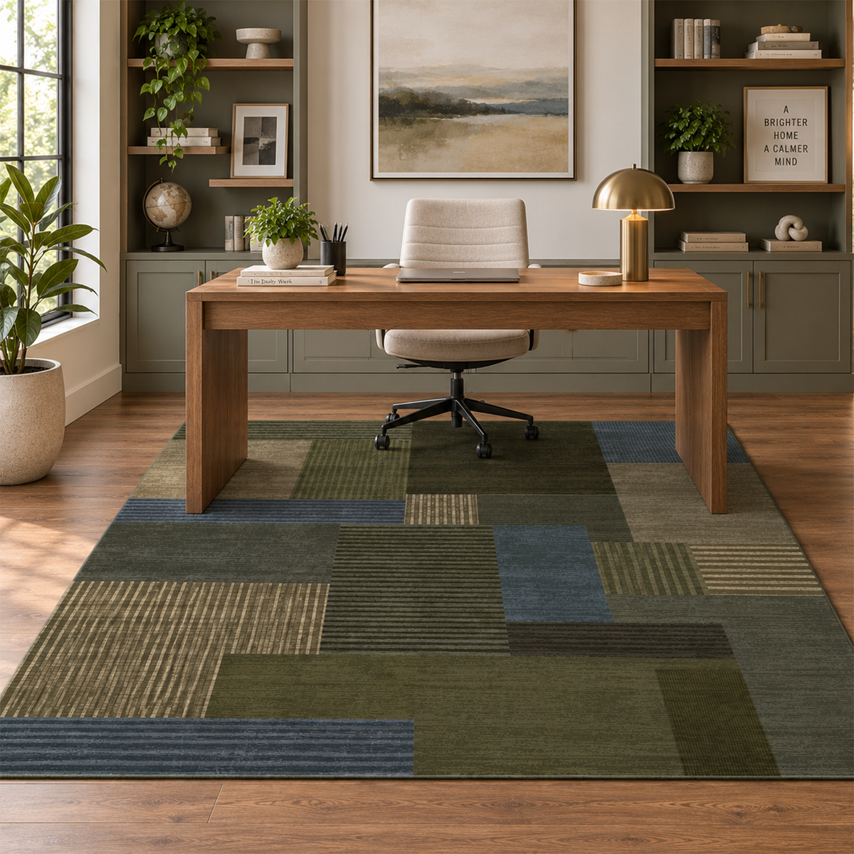 Forest Patchwork Geometric Rug